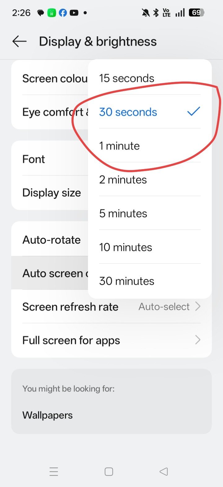 screen timeout